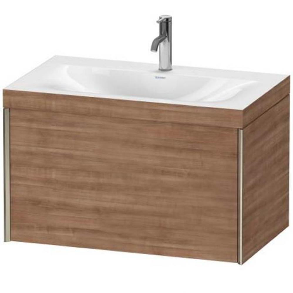 Duravit XViu One Drawer C-Bonded Wall-Mount Vanity Kit Dark Brushed Oak