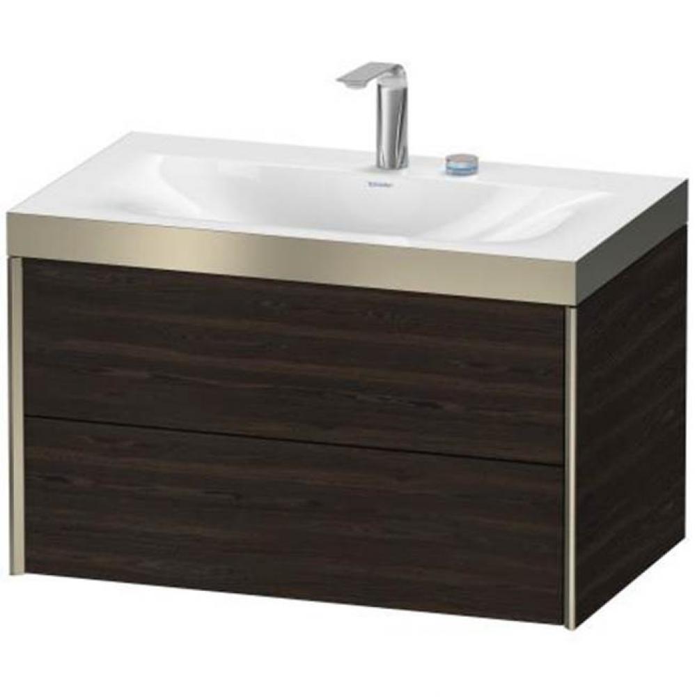 Duravit XViu Two Drawer C-Bonded Wall-Mount Vanity Kit Chestnut Dark