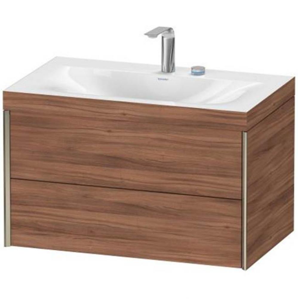 Duravit XViu Two Drawer C-Bonded Wall-Mount Vanity Kit Walnut