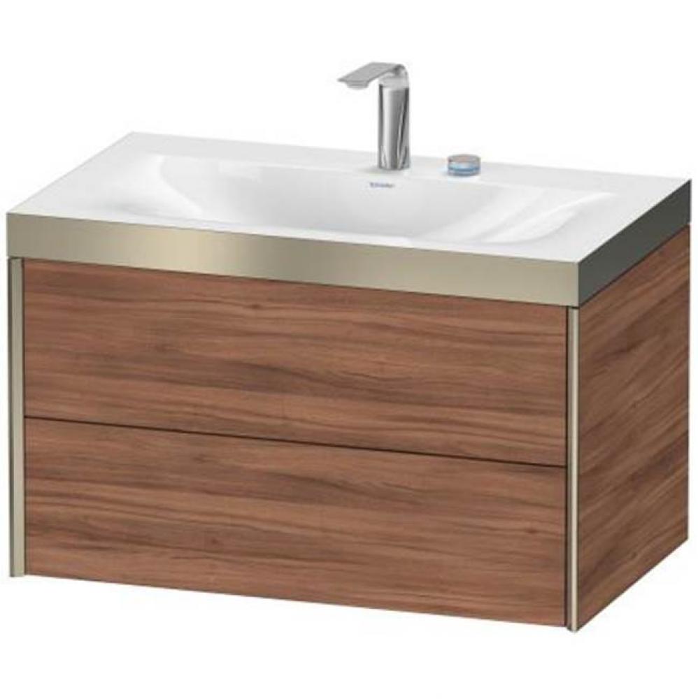 Duravit XViu Two Drawer C-Bonded Wall-Mount Vanity Kit Walnut