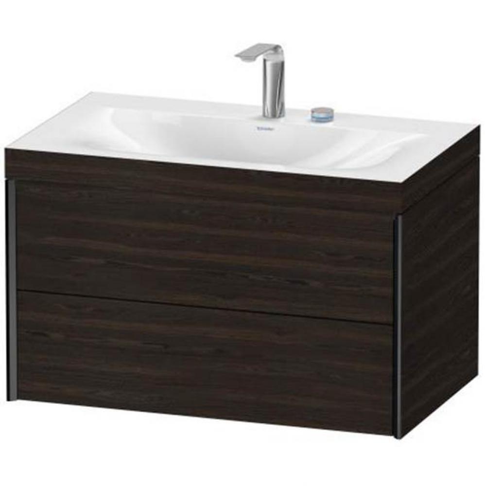 Duravit XViu Two Drawer C-Bonded Wall-Mount Vanity Kit Chestnut Dark