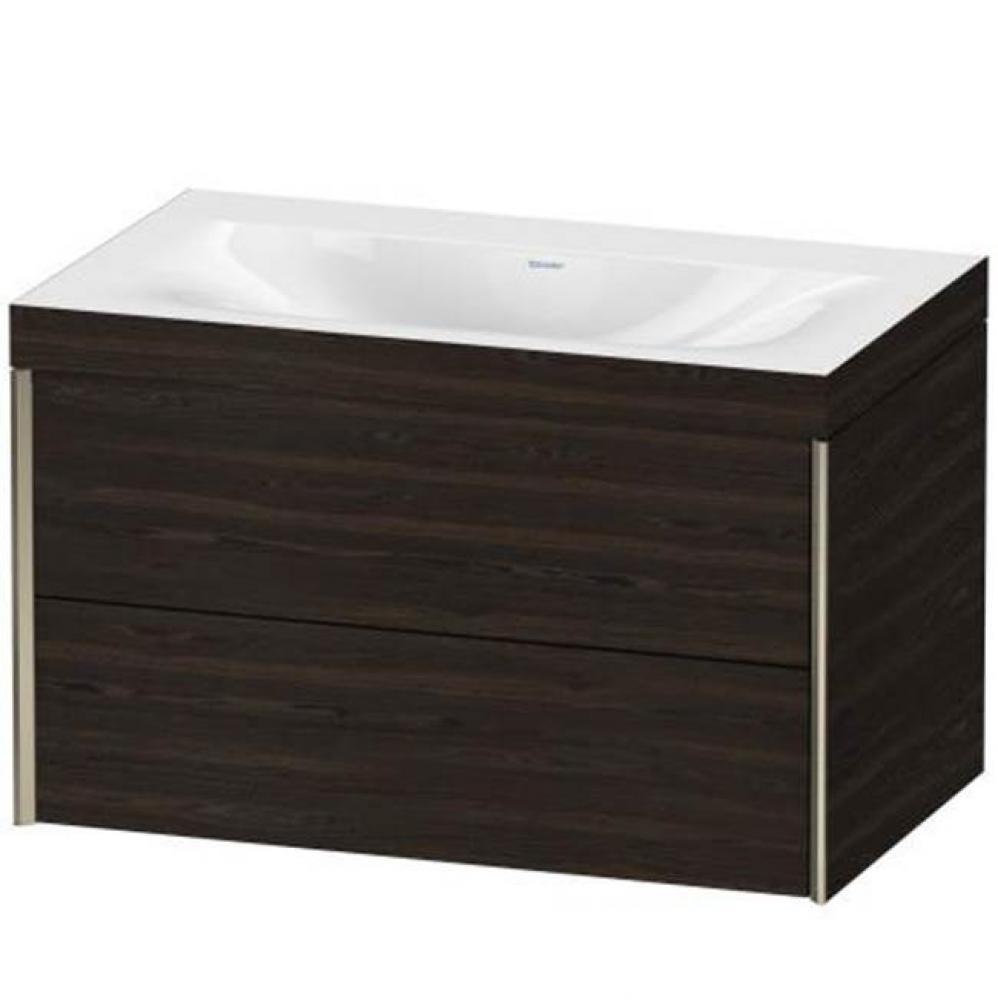 Duravit XViu Two Drawer C-Bonded Wall-Mount Vanity Kit Chestnut Dark