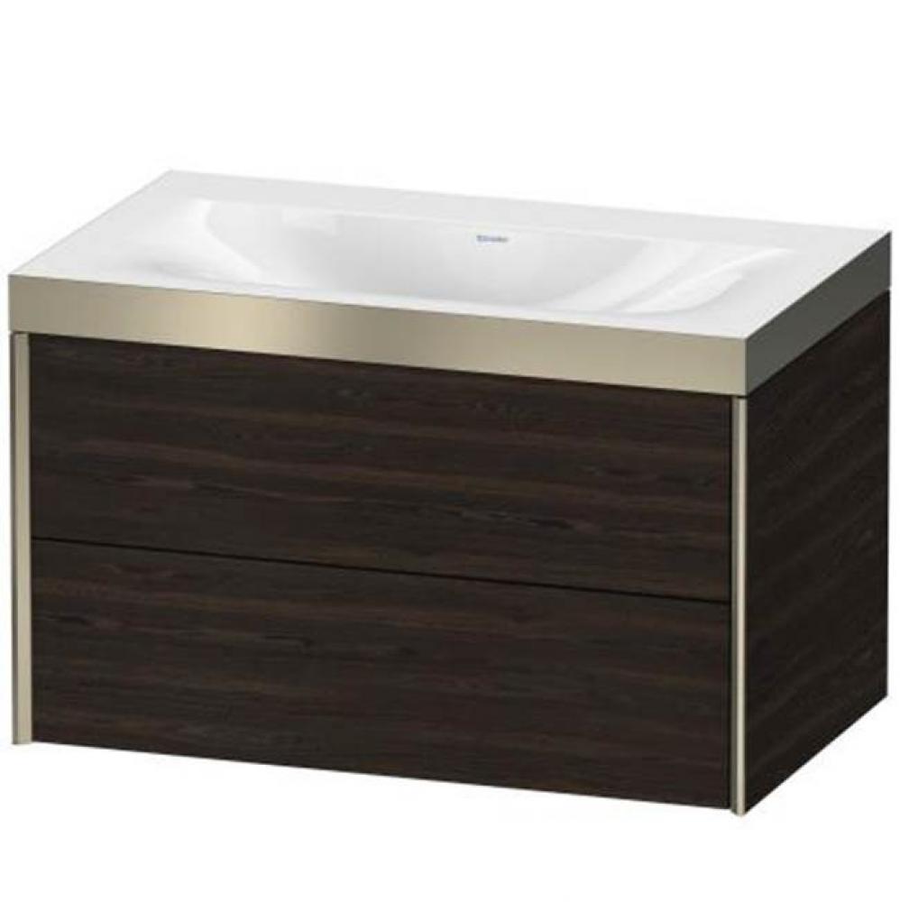 Duravit XViu Two Drawer C-Bonded Wall-Mount Vanity Kit Chestnut Dark