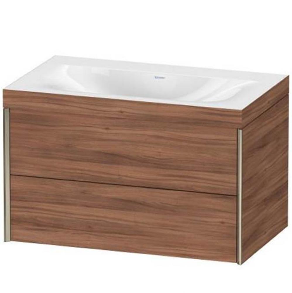 Duravit XViu Two Drawer C-Bonded Wall-Mount Vanity Kit Walnut