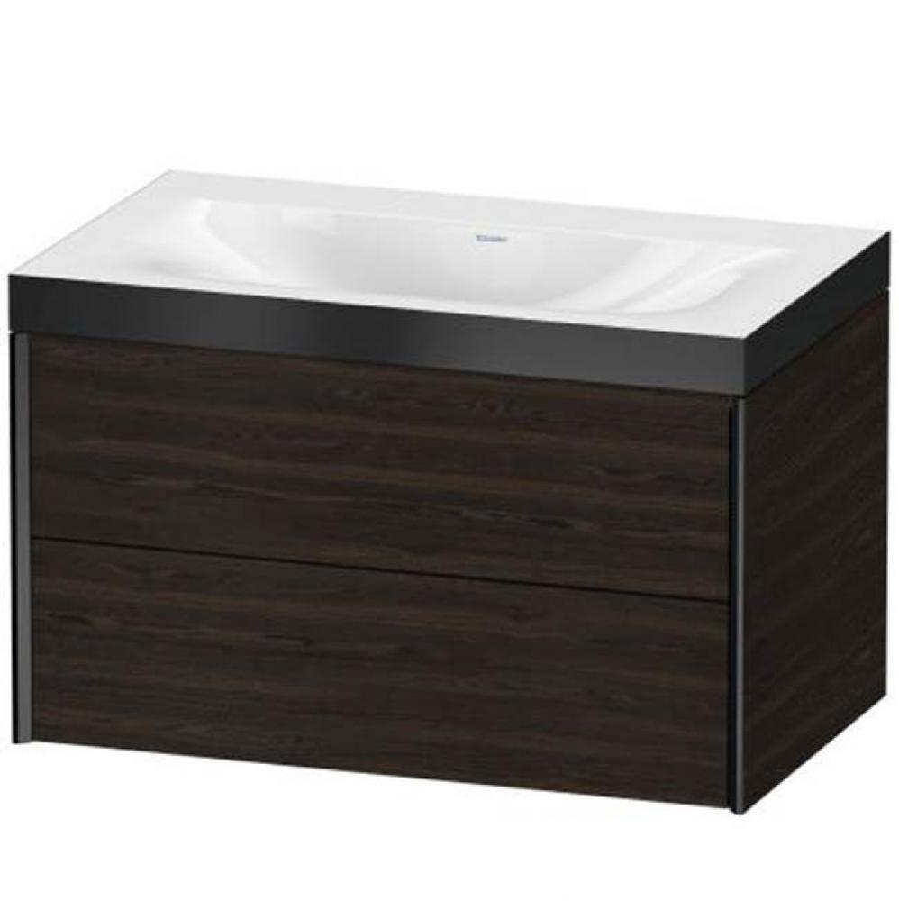 Duravit XViu Two Drawer C-Bonded Wall-Mount Vanity Kit Chestnut Dark