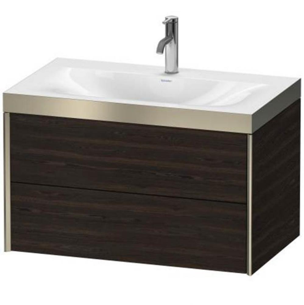 Duravit XViu Two Drawer C-Bonded Wall-Mount Vanity Kit Chestnut Dark