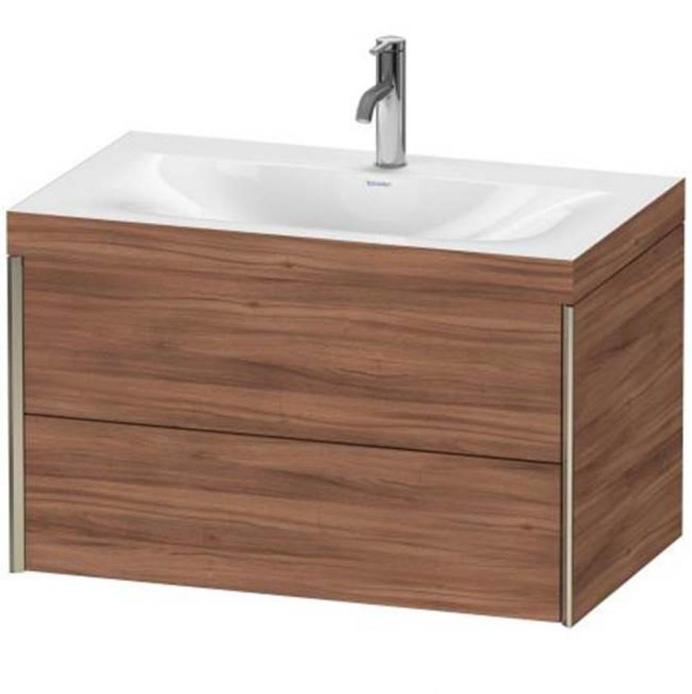 Duravit XViu Two Drawer C-Bonded Wall-Mount Vanity Kit Walnut