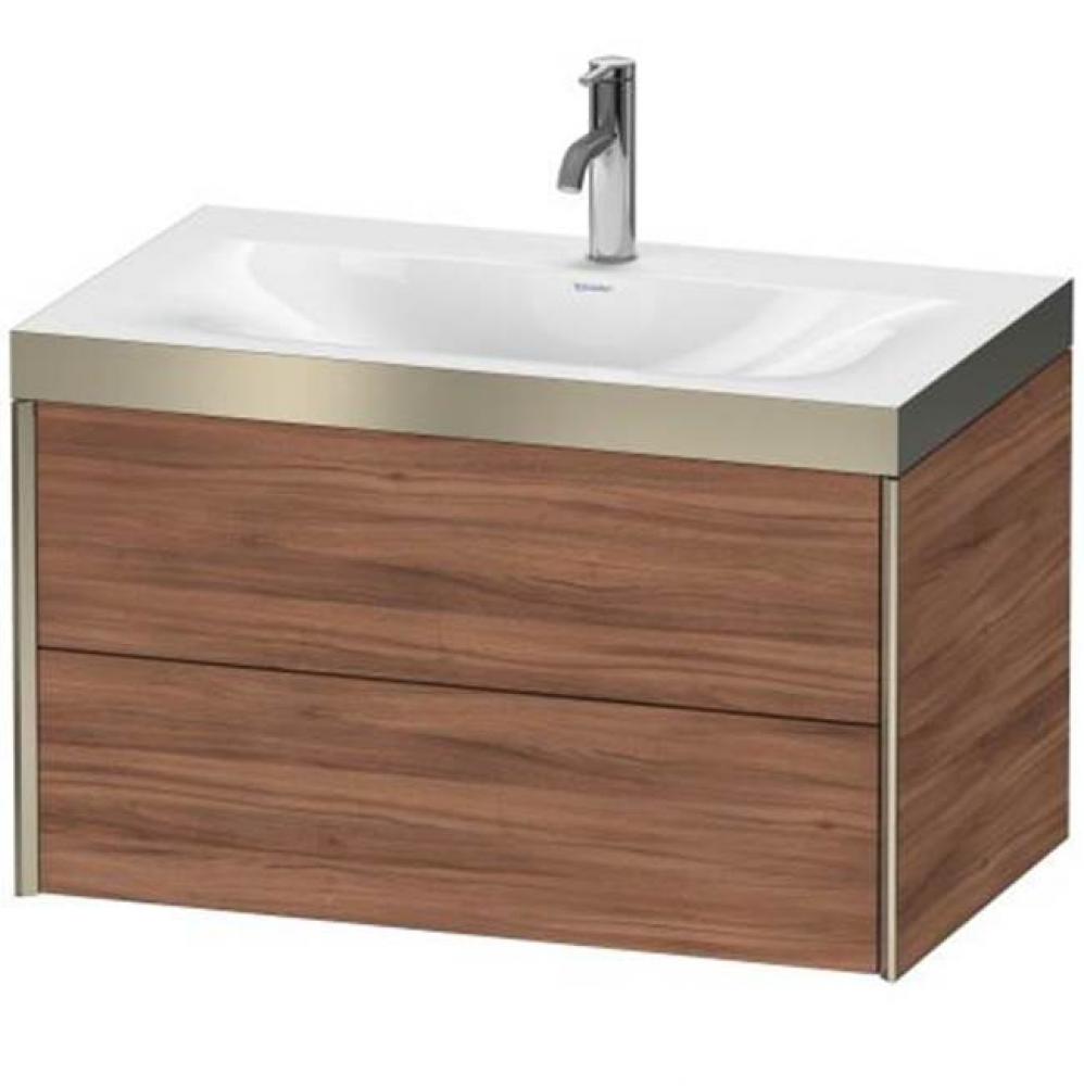 Duravit XViu Two Drawer C-Bonded Wall-Mount Vanity Kit Walnut