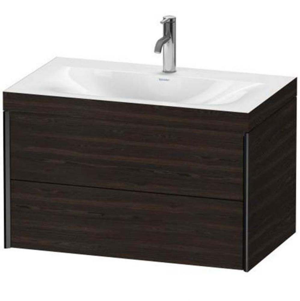 Duravit XViu Two Drawer C-Bonded Wall-Mount Vanity Kit Chestnut Dark