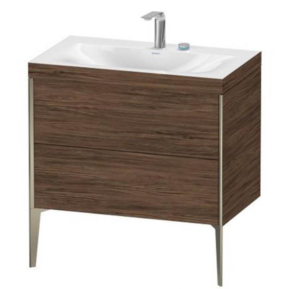 Duravit XViu Two Drawer C-Bonded Floorstanding Vanity Kit Walnut Dark