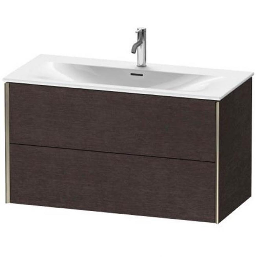 Duravit XViu Two Drawer Wall-Mount Vanity Unit Dark Brushed Oak