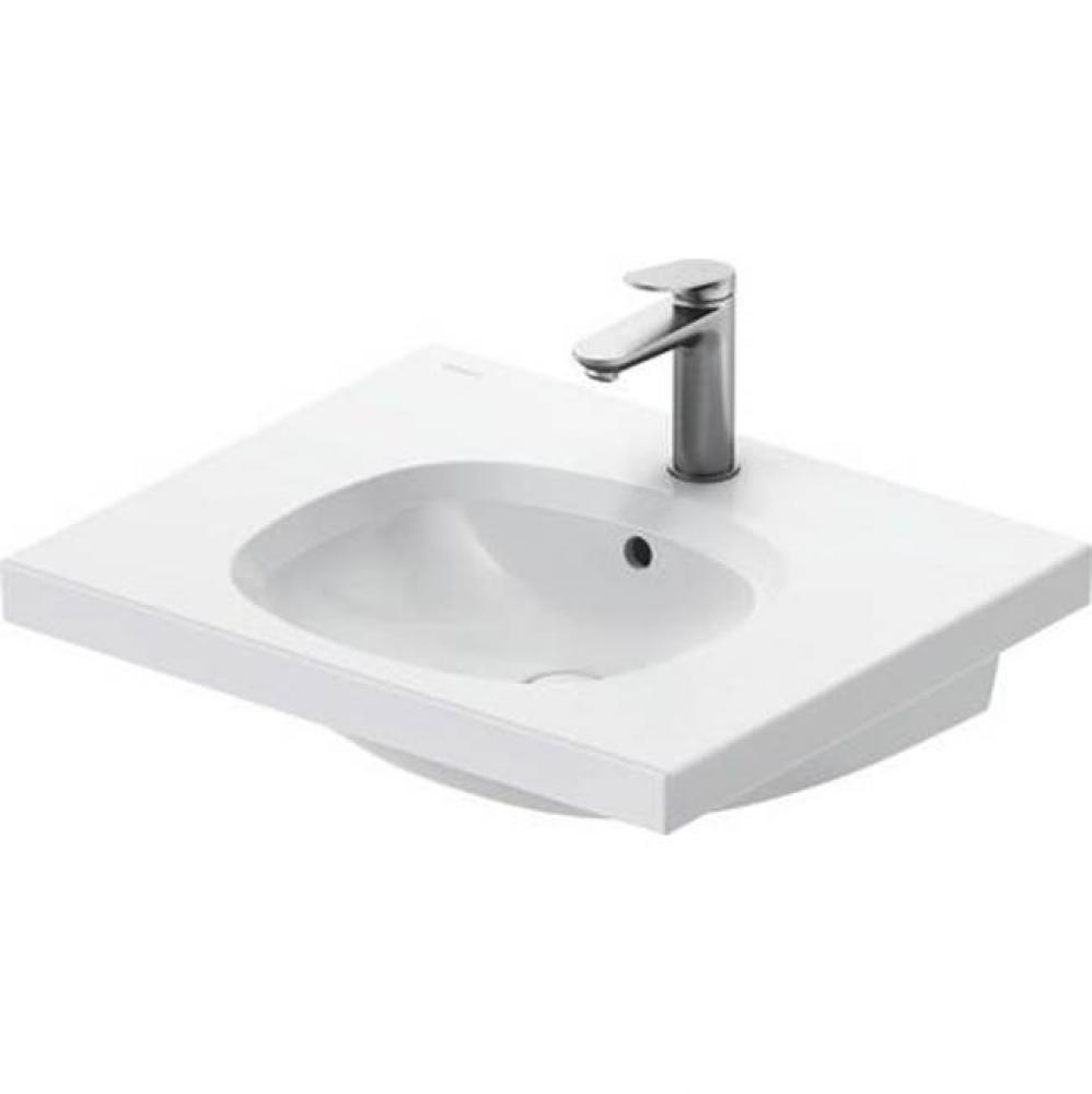Duravit Aurena 23 5/8'' Rectangular Wall Mounted Sink in White with Single Faucet Hole a