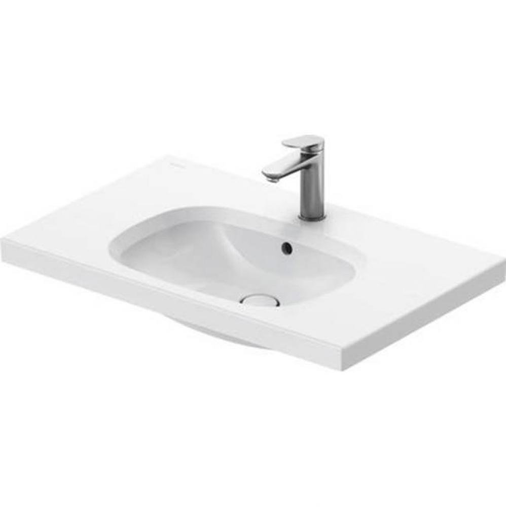 Duravit Aurena 30 1/2'' Rectangular Wall Mounted Sink in White with Single Faucet Hole a