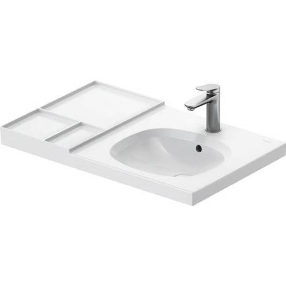 Duravit Aurena 31 3/4'' Rectangular Wall Mounted Sink in White with Single Faucet Hole a