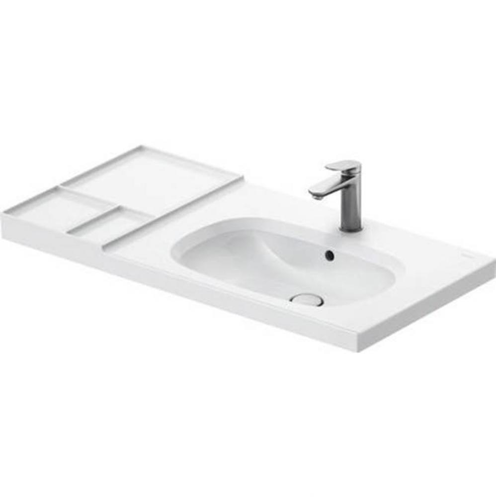 Duravit Aurena 39 3/8'' Rectangular Wall Mounted Sink in White with Single Faucet Hole a