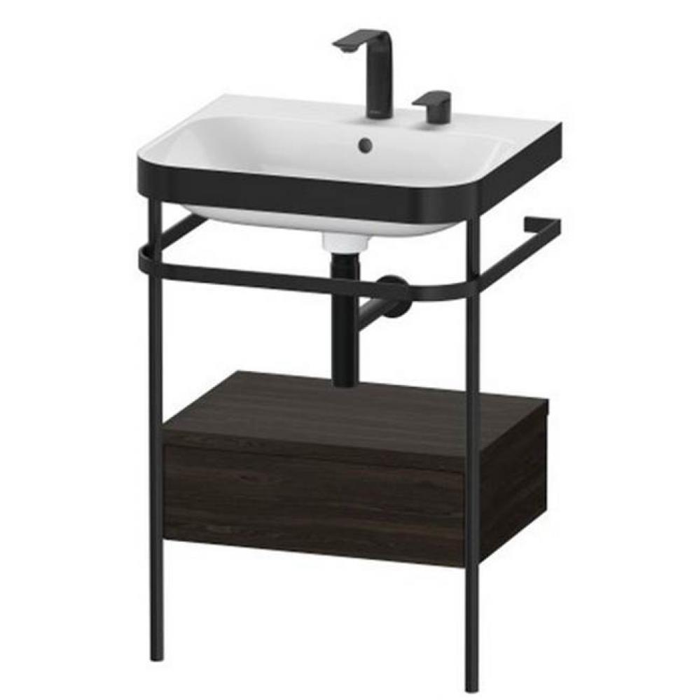 Happy D.2 Plus C-Bonded Vanity Kit with Sink and Metal Console Walnut Brushed