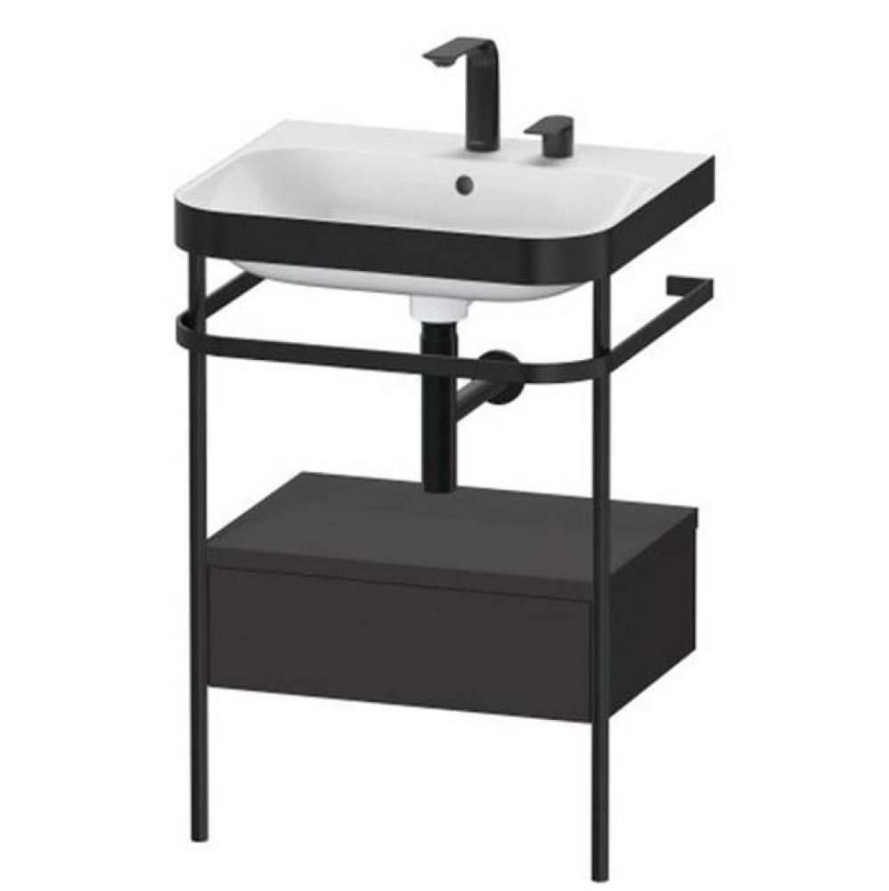 Happy D.2 Plus C-Bonded Vanity Kit with Sink and Metal Console Graphite