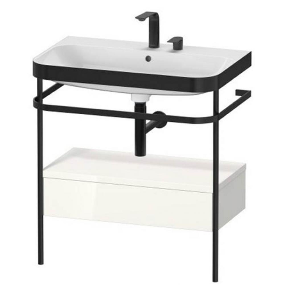 Happy D.2 Plus C-Bonded Vanity Kit with Sink and Metal Console White