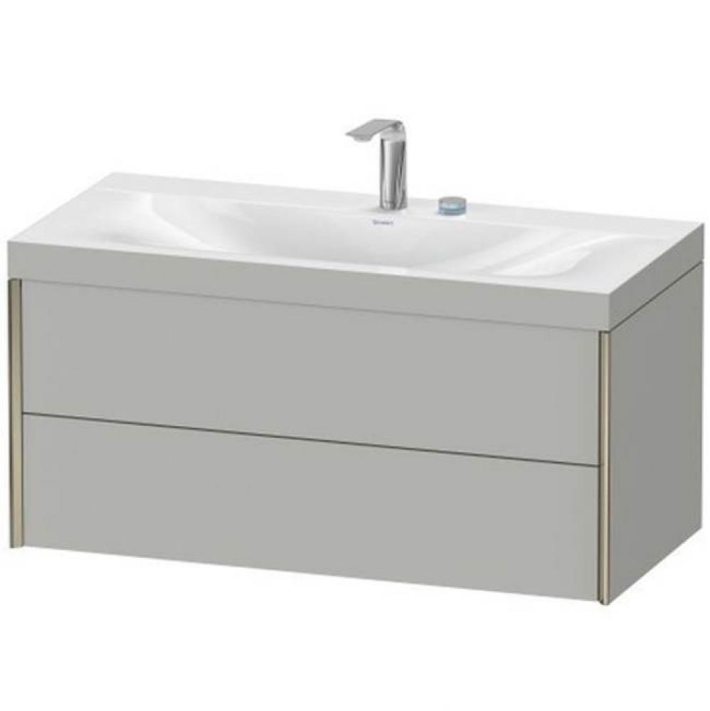 Duravit XViu Two Drawer C-Bonded Wall-Mount Vanity Kit Concrete Gray