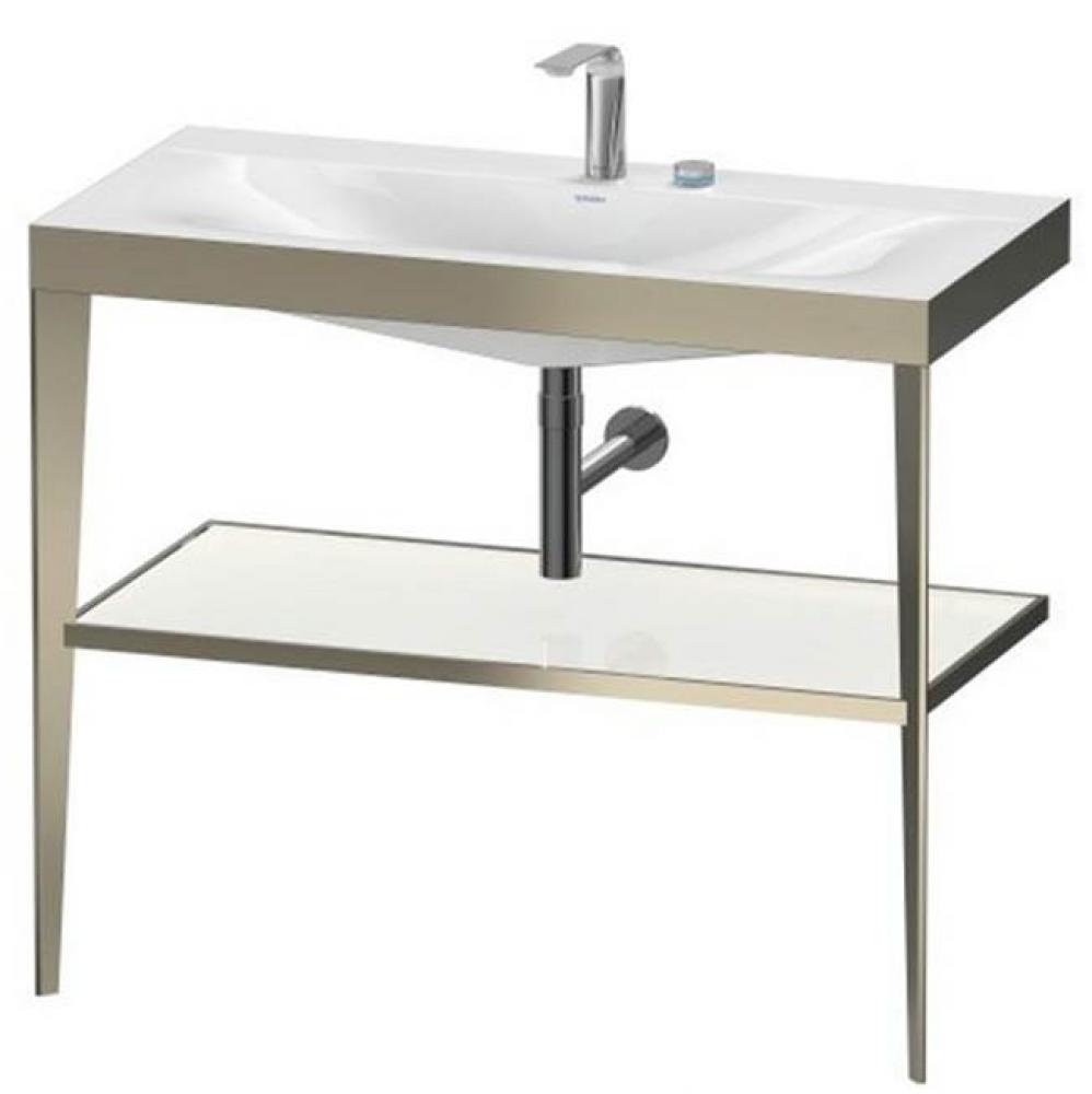 Duravit XViu C-Bonded Vanity Kit with Sink and Metal Console White|Champagne