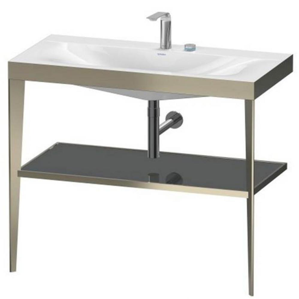 Duravit XViu C-Bonded Vanity Kit with Sink and Metal Console Flannel Gray|Champagne