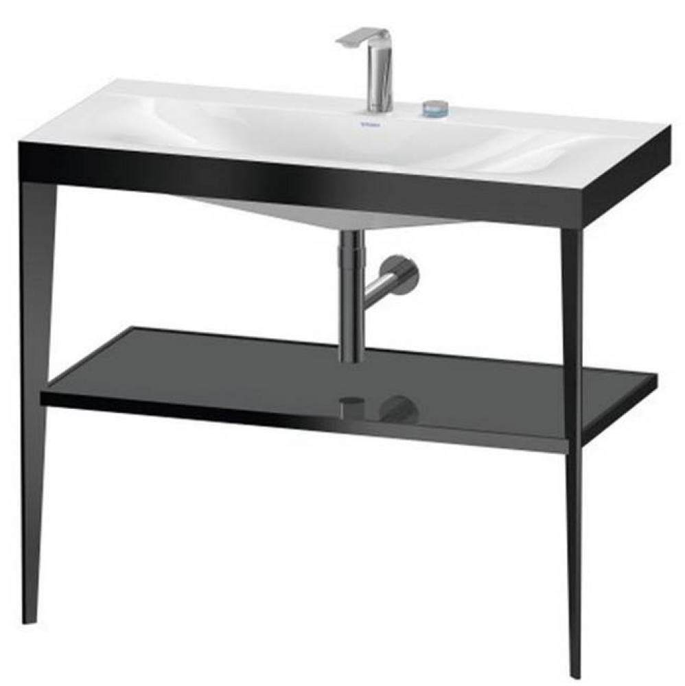 Duravit XViu C-Bonded Vanity Kit with Sink and Metal Console Flannel Gray|Black