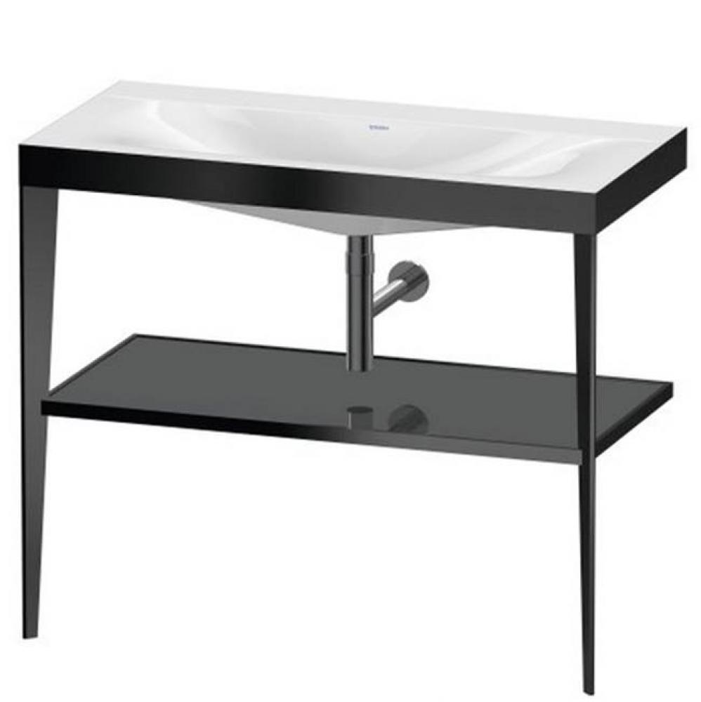 Duravit XViu C-Bonded Vanity Kit with Sink and Metal Console Flannel Gray|Black