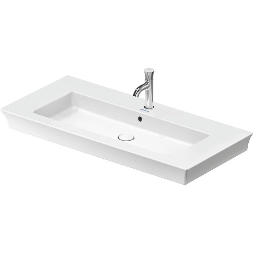 Duravit White Tulip 41 1/2'' Rectangular Wall Mounted Sink in White with Single Faucet H