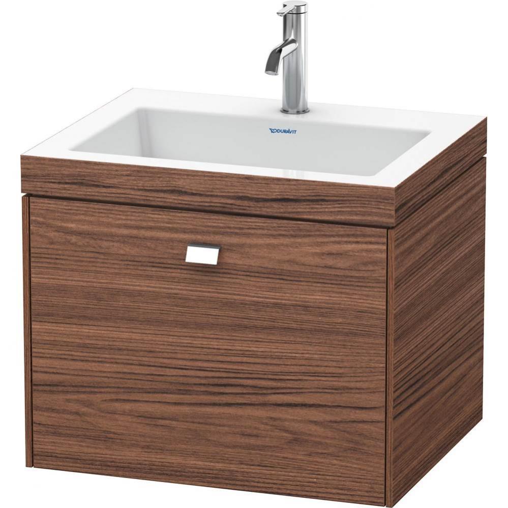 Brioso One Drawer C-Bonded Wall-Mount Vanity Kit Walnut Dark