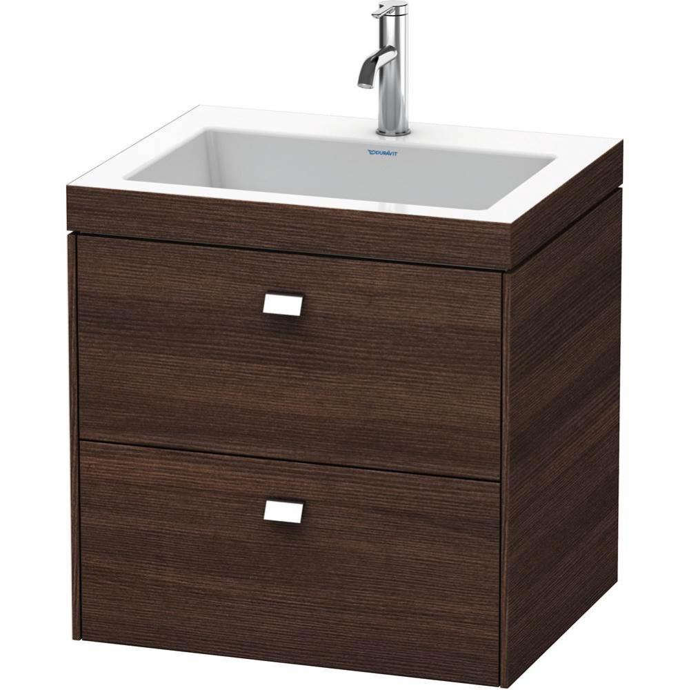 Duravit Brioso Two Drawer C-Bonded Wall-Mount Vanity Kit Chestnut Dark