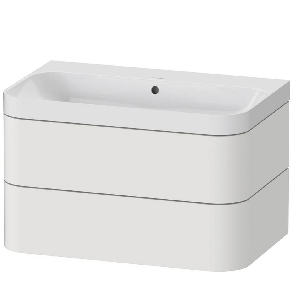 Happy D.2 Plus Two Drawer C-Shaped Wall-Mount Vanity Kit Nordic White