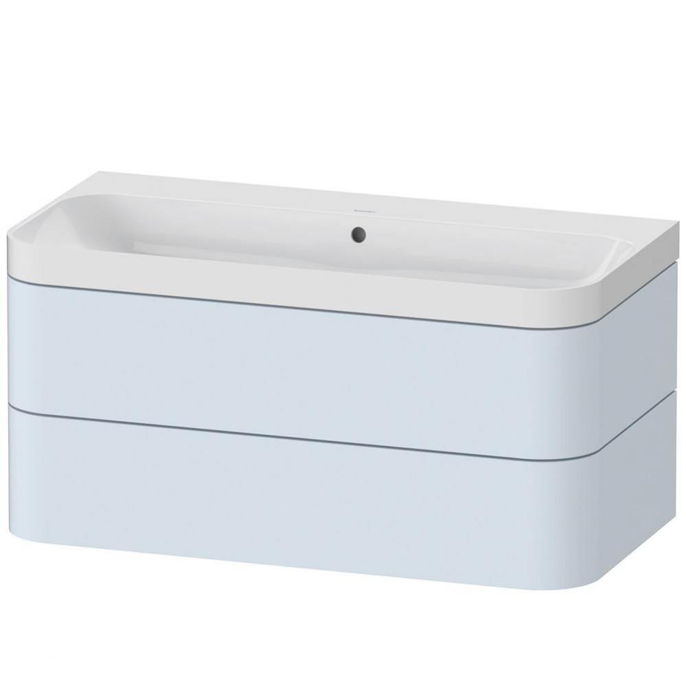 Duravit Happy D.2 Plus Two Drawer C-Shaped Wall-Mount Vanity Kit Light Blue