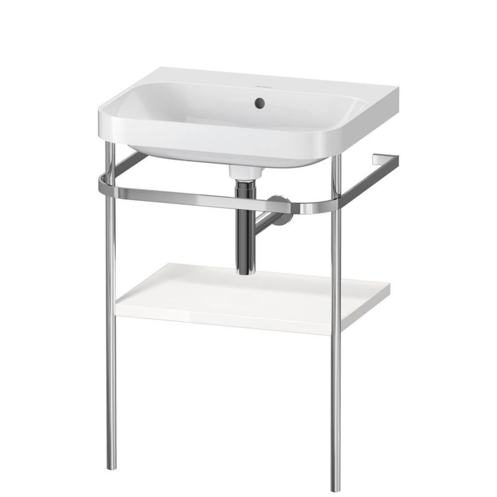 Happy D.2 Plus C-Shaped Vanity Kit with Sink and Metal Console White