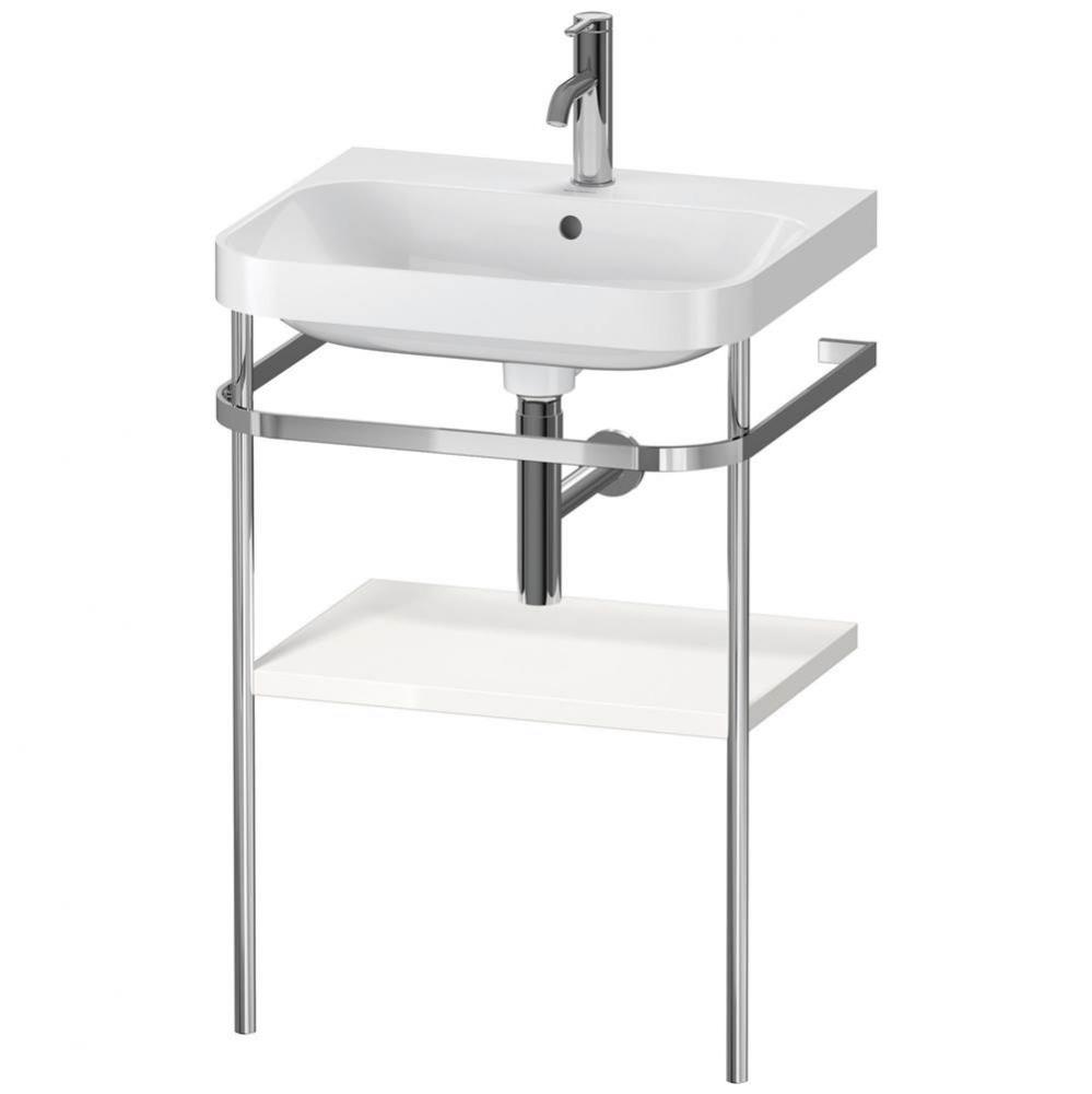 Happy D.2 Plus C-Shaped Vanity Kit with Sink and Metal Console White
