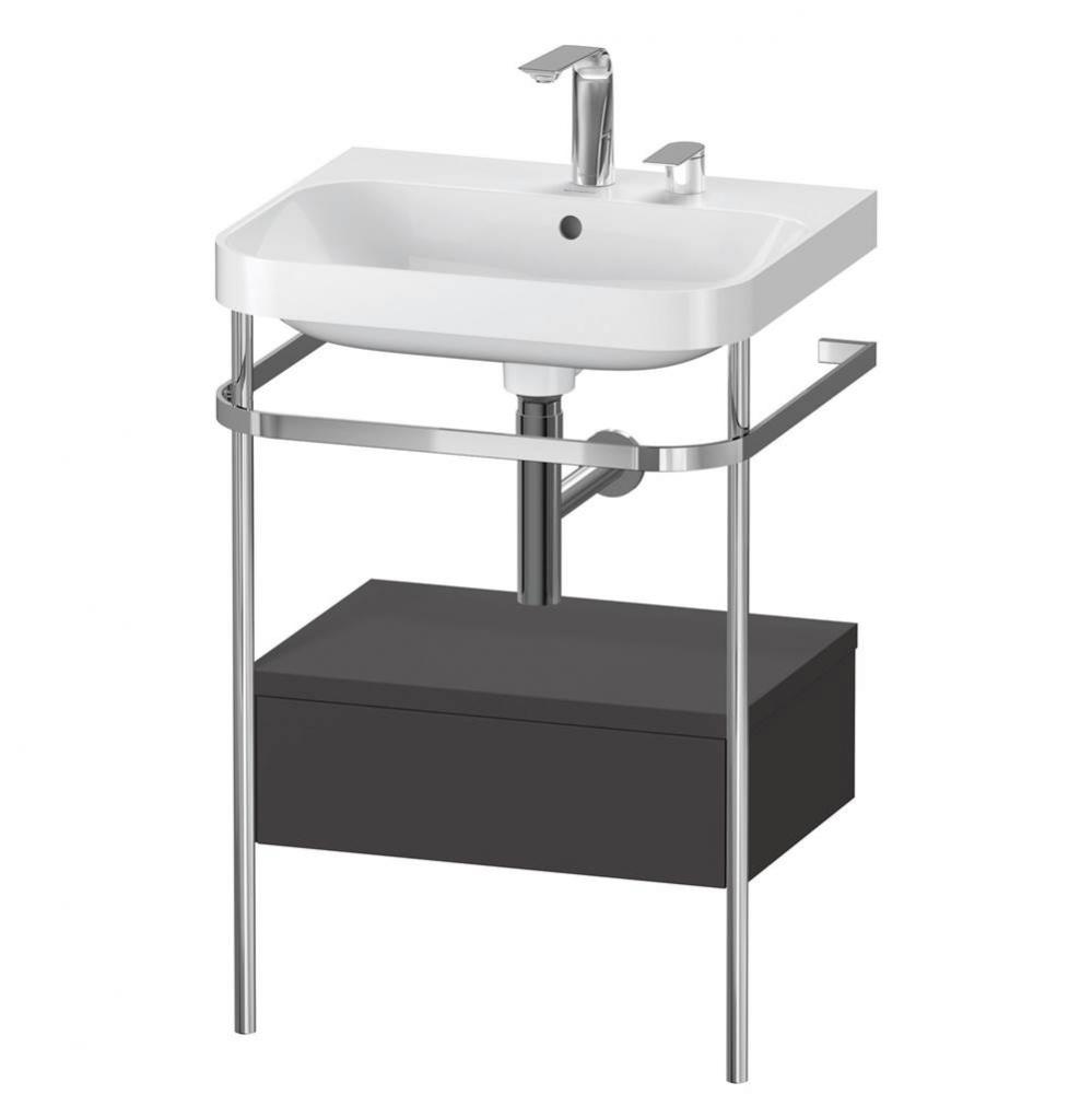 Happy D.2 Plus C-Shaped Vanity Kit with Sink and Metal Console Graphite
