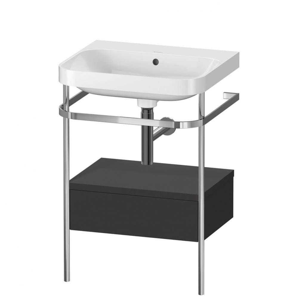 Happy D.2 Plus C-Shaped Vanity Kit with Sink and Metal Console Graphite