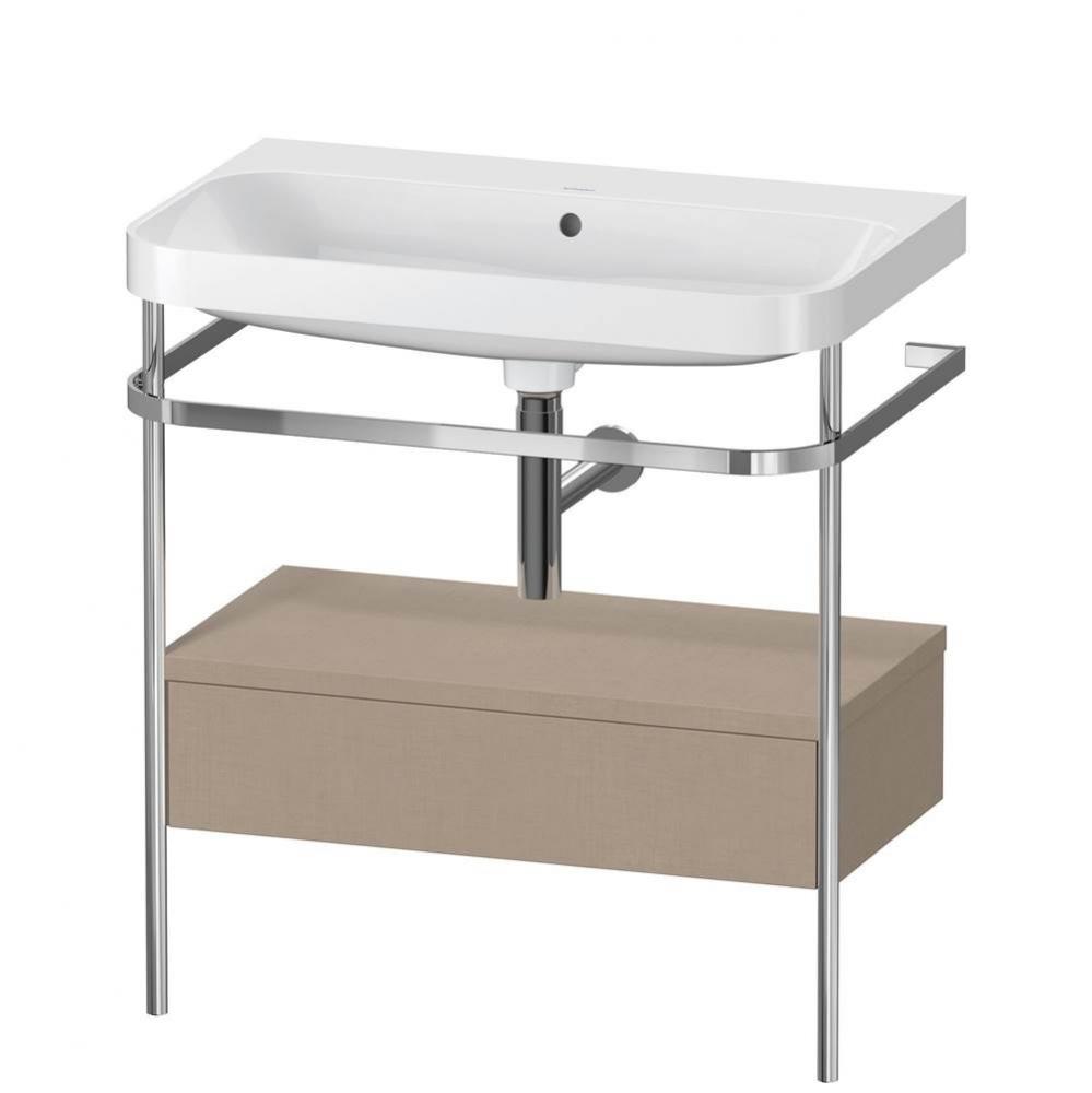 Happy D.2 Plus C-Shaped Vanity Kit with Sink and Metal Console Linen