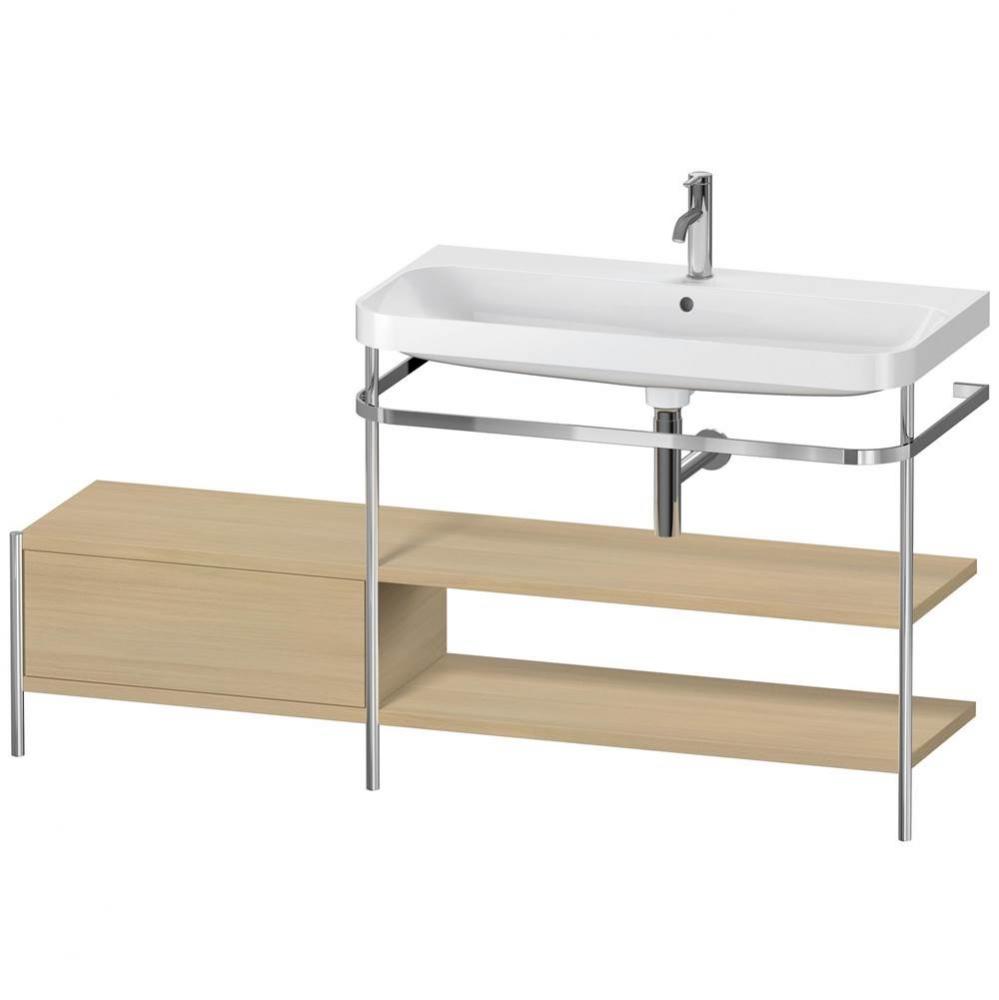 Happy D.2 Plus C-Shaped Vanity Kit with Sink and Metal Console Mediterranean Oak