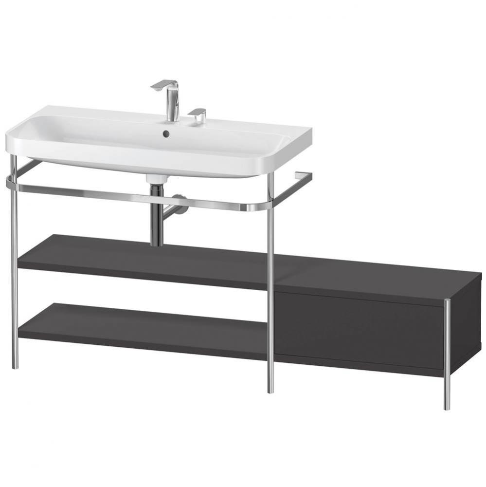 Happy D.2 Plus C-Shaped Vanity Kit with Sink and Metal Console Graphite
