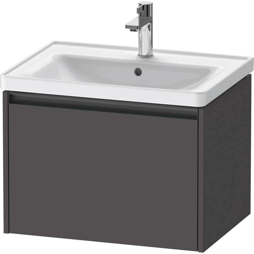 Duravit Ketho.2 25'' Wall Mount One Drawer Single Vanity Cabinet in Matte Graphite, Sink