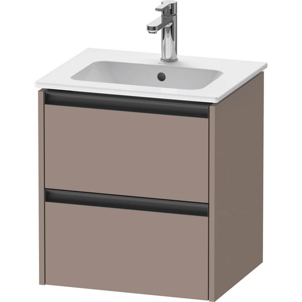 Duravit Ketho.2 20 1/8'' Wall Mount Two Drawer Single Vanity Cabinet in Matte Basalt, Si