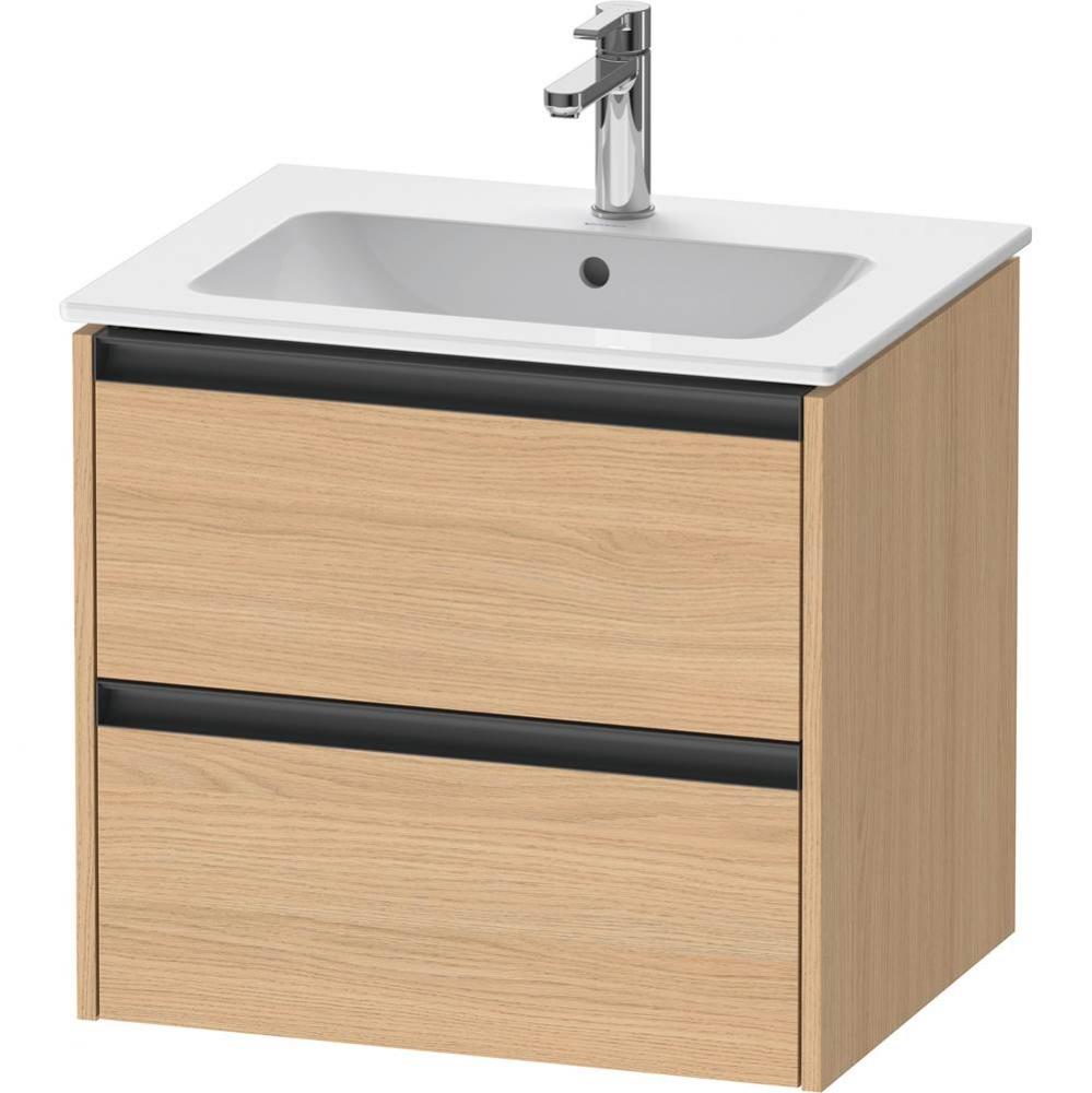 Duravit Ketho.2 24'' Wall Mount Two Drawer Single Vanity Cabinet in Natural Oak, Sink So