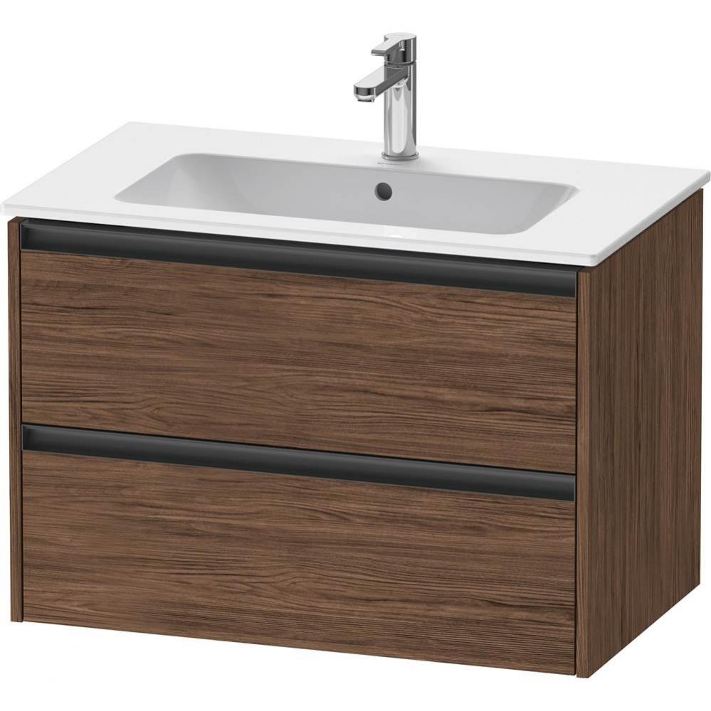 Duravit Ketho.2 31 7/8'' Wall Mount Two Drawer Single Vanity Cabinet in Dark Walnut, Sin