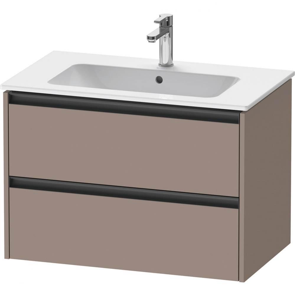 Duravit Ketho.2 31 7/8'' Wall Mount Two Drawer Single Vanity Cabinet in Matte Basalt, Si