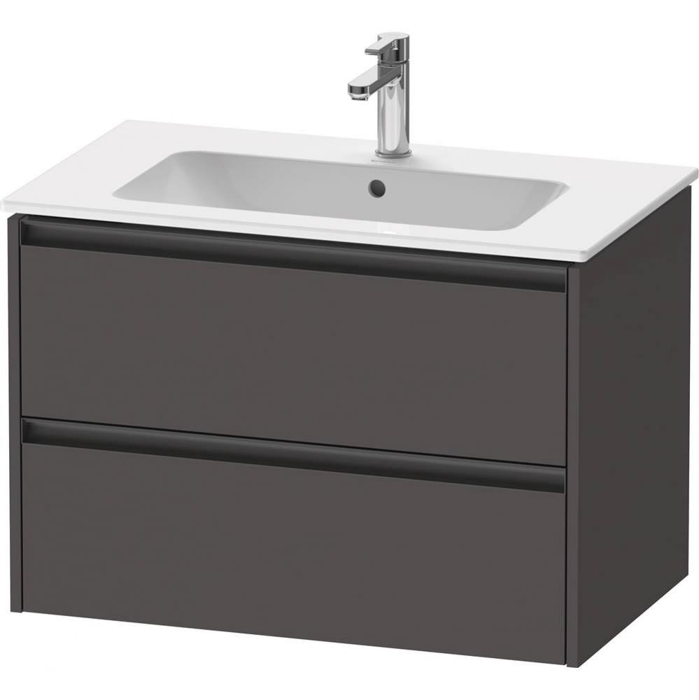 Duravit Ketho.2 31 7/8'' Wall Mount Two Drawer Single Vanity Cabinet in Matte Graphite,