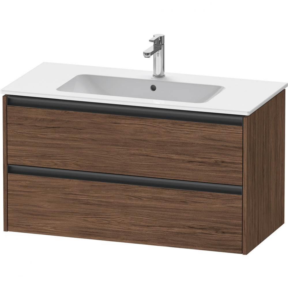 Duravit Ketho.2 39 3/4'' Wall Mount Two Drawer Single Vanity Cabinet in Dark Walnut, Sin