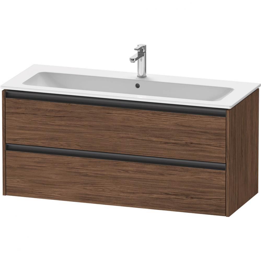 Duravit Ketho.2 47 5/8'' Wall Mount Two Drawer Single Vanity Cabinet in Dark Walnut, Sin