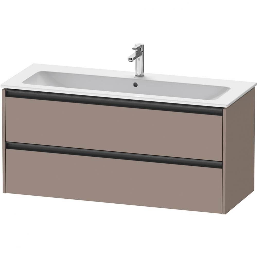 Duravit Ketho.2 47 5/8'' Wall Mount Two Drawer Single Vanity Cabinet in Matte Basalt, Si