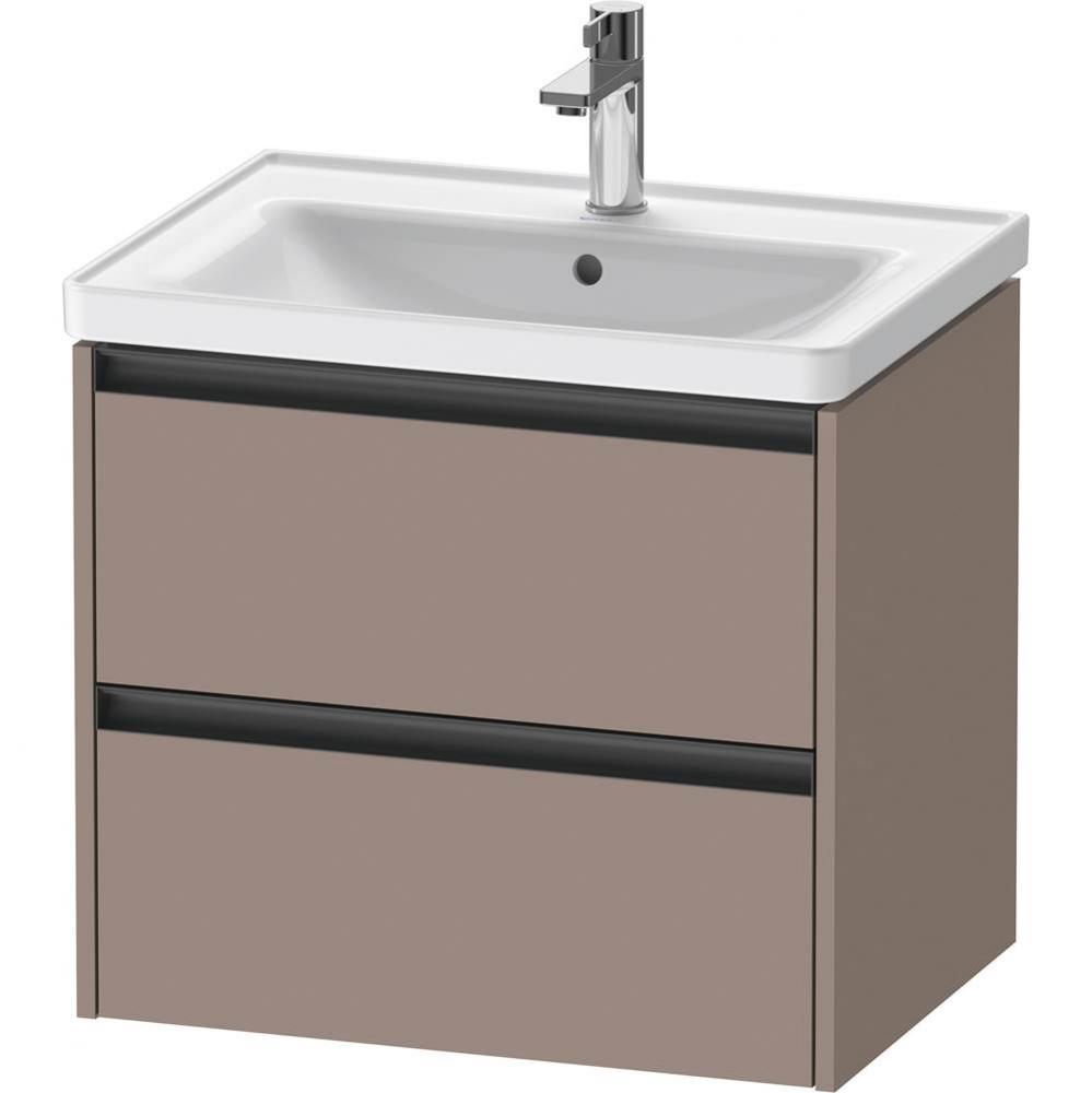 Duravit Ketho.2 25'' Wall Mount Two Drawer Single Vanity Cabinet in Matte Basalt, Sink S