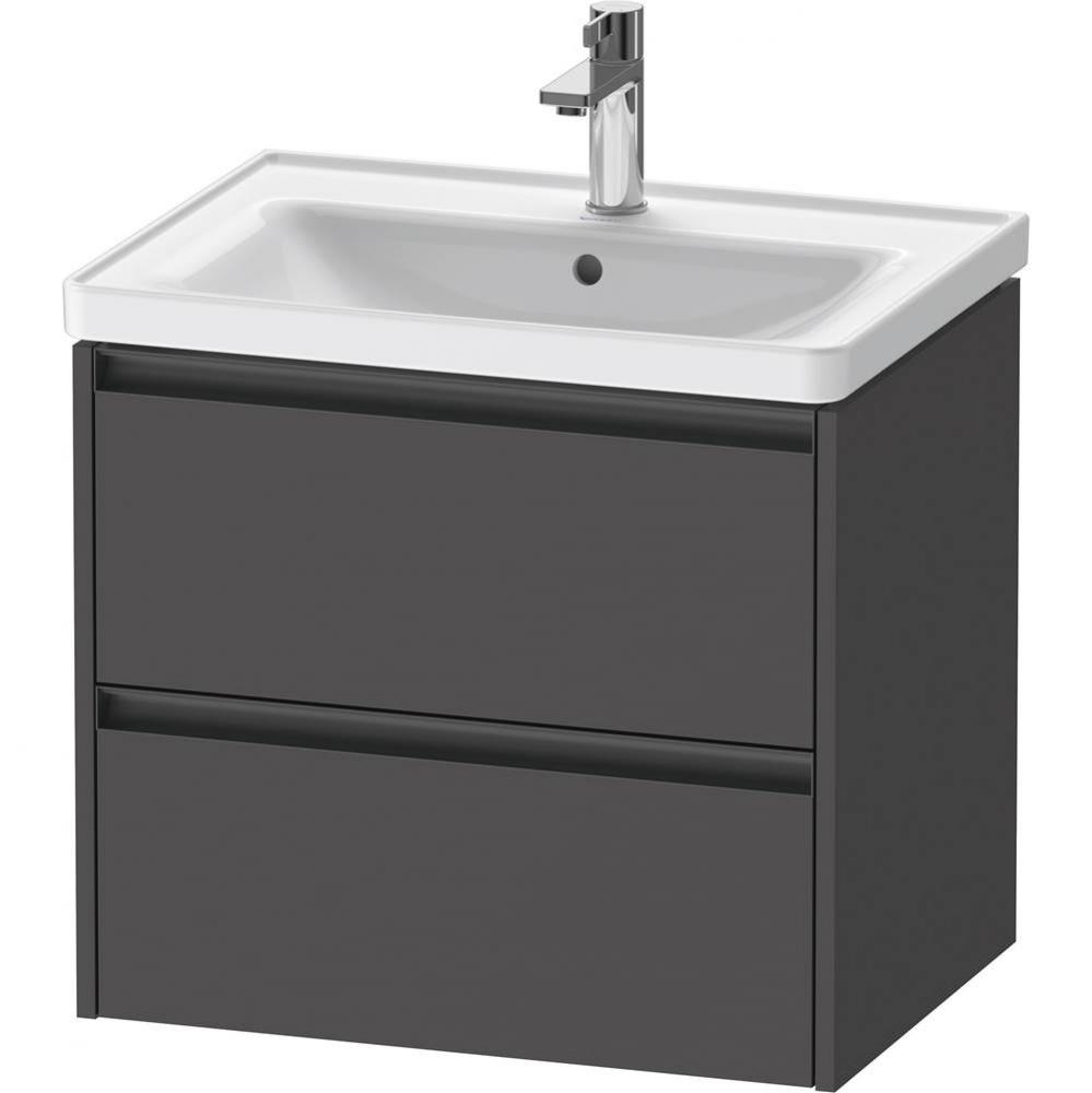 Duravit Ketho.2 25'' Wall Mount Two Drawer Single Vanity Cabinet in Matte Graphite, Sink